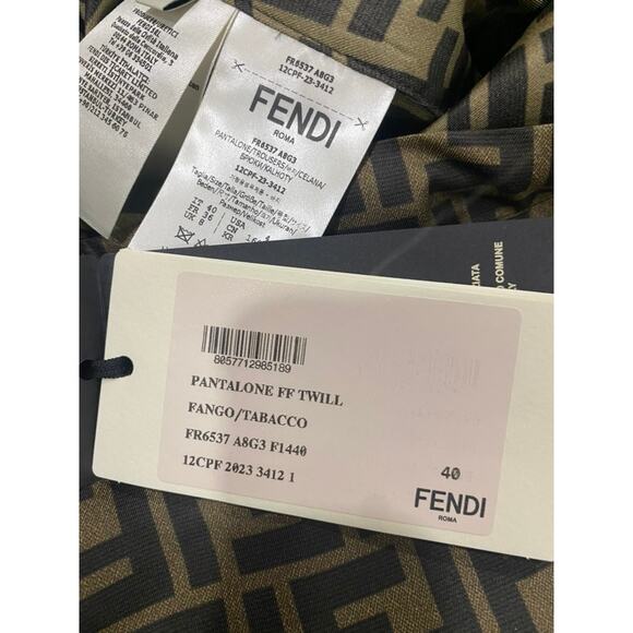 Fendi FF Twill Silk Flared Wide Leg Logo Monogram Tassel Tie Pants 40 - Picture 9 of 12